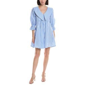 Hl Affair Womens Long Sleeve Mini Dress, Blue